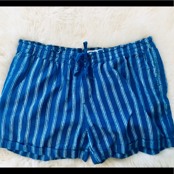 Blue & White Linen Shorts - Picture 1 of 3
